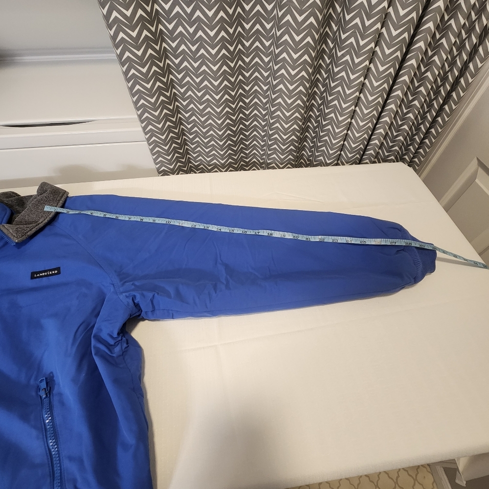 Vintage Lands End Mens Zip Fleece Lined Bomber Jacket Blue Gray Size M 38-40 - Picture 13 of 16